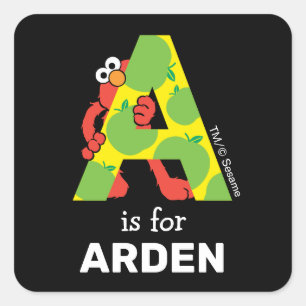 Elmo Alphabet A Apple Square Sticker
