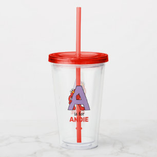 Elmo Alphabet A Purple Acrylic Tumbler