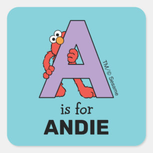 Elmo Alphabet A Purple Square Sticker