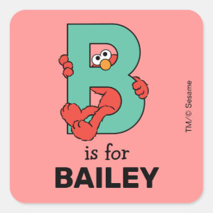Elmo Alphabet B Teal Square Sticker
