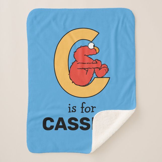 Elmo Alphabet | C Orange Sherpa Blanket (Front)