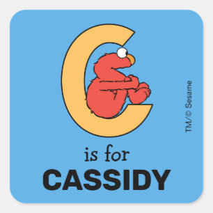Elmo Alphabet   C Orange Square Sticker