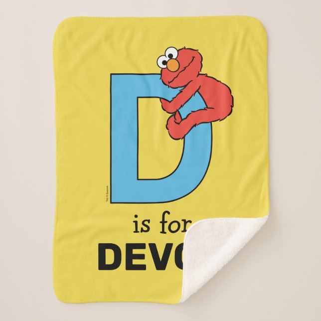 Elmo Alphabet | D Blue Sherpa Blanket (Front)