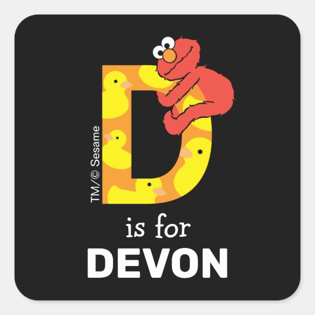 Elmo Alphabet | D Duck Square Sticker (Front)