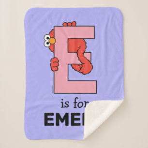 Elmo Alphabet   E Pink Sherpa Blanket