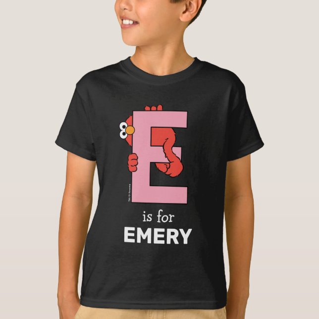 Elmo Alphabet | E Pink T-Shirt (Front)