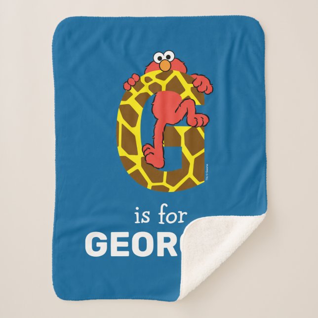 Elmo Alphabet | G Giraffe Sherpa Blanket (Front)