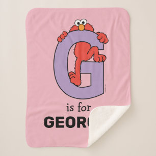 Elmo Alphabet   G Purple Sherpa Blanket
