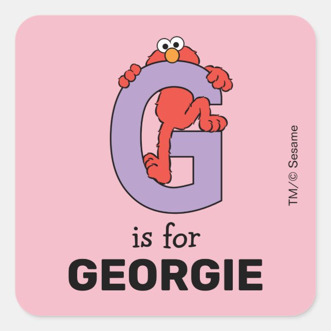 Elmo Alphabet | G Purple Square Sticker (Front)