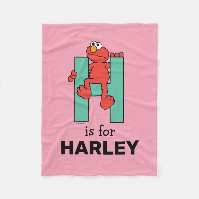 Elmo Alphabet | H Green Fleece Blanket (Front)