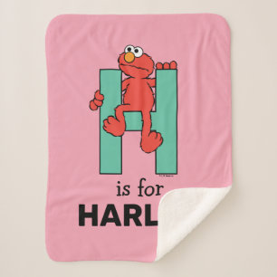 Elmo Alphabet   H Green Sherpa Blanket