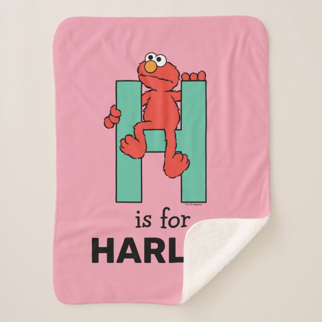 Elmo Alphabet | H Green Sherpa Blanket (Front)