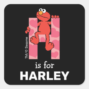 Elmo Alphabet H Hearts Square Sticker