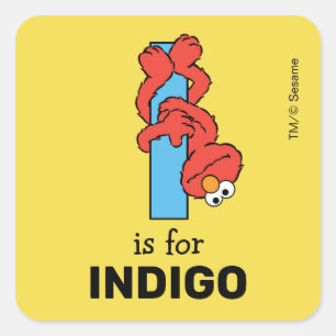 Elmo Alphabet I Blue Square Sticker
