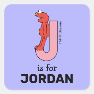 Elmo Alphabet J Pink Square Sticker