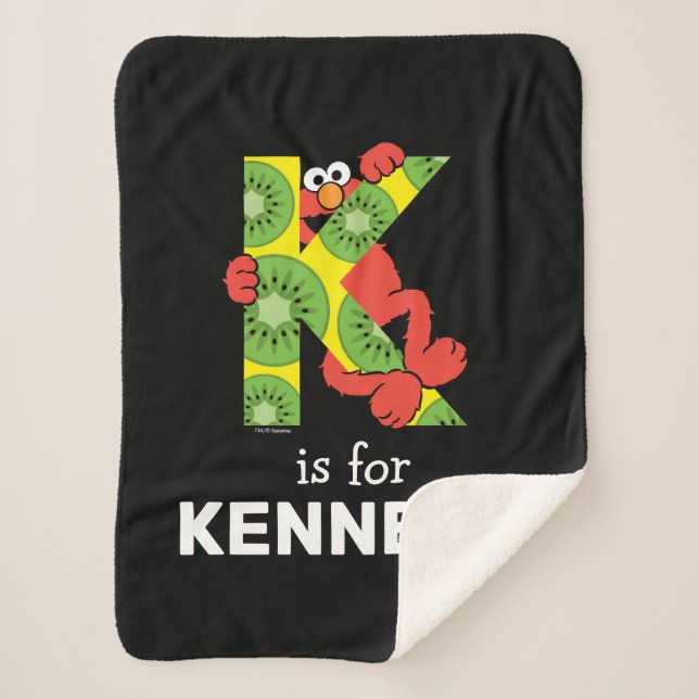 Elmo Alphabet | K Kiwi Sherpa Blanket (Front)