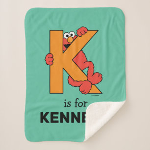 Elmo Alphabet   K Orange Sherpa Blanket