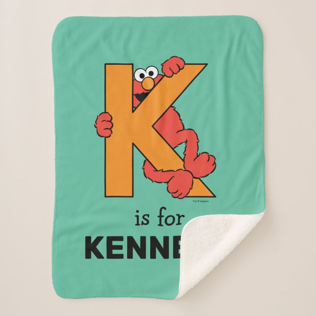 Elmo Alphabet | K Orange Sherpa Blanket (Front)