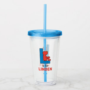 Elmo Alphabet L Blue Acrylic Tumbler