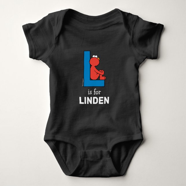 Elmo Alphabet | L Blue Baby Bodysuit (Front)