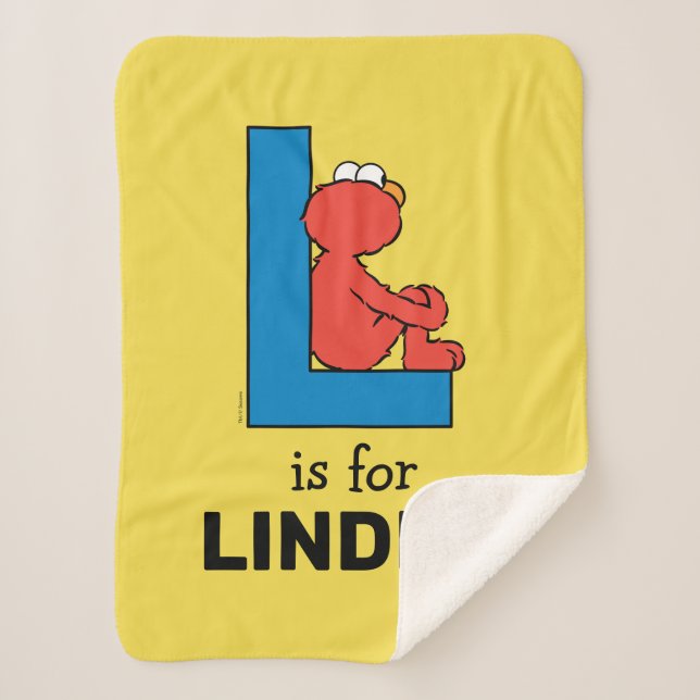 Elmo Alphabet | L Blue Sherpa Blanket (Front)
