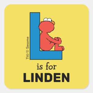 Elmo Alphabet L Blue Square Sticker
