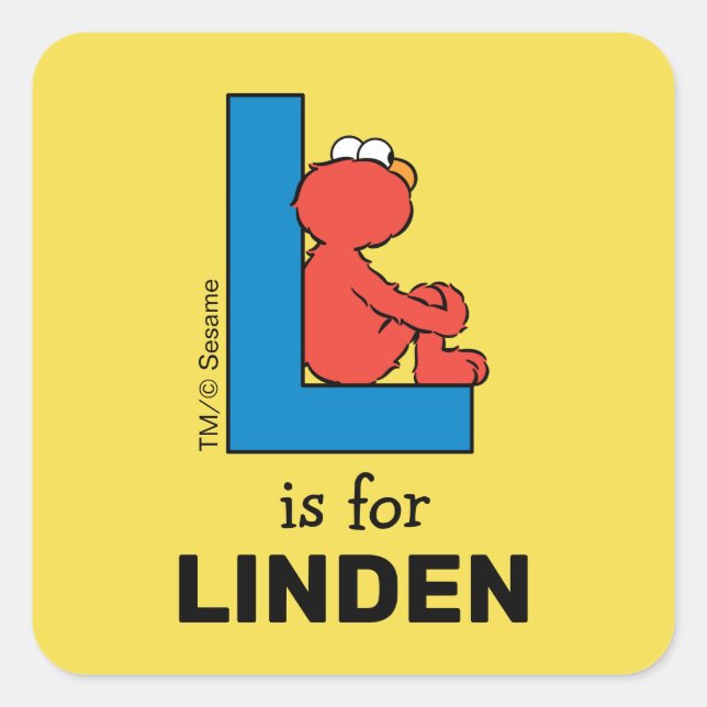 Elmo Alphabet | L Blue Square Sticker (Front)
