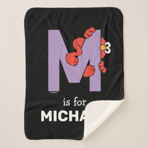 Elmo Alphabet   M Purple Sherpa Blanket