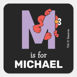 Elmo Alphabet M Purple Square Sticker
