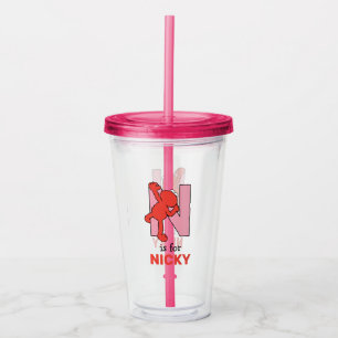 Elmo Alphabet N Pink Acrylic Tumbler