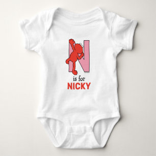 Elmo Alphabet   N Pink Baby Bodysuit
