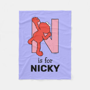 Elmo Alphabet N Pink Fleece Blanket