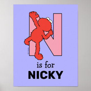 Elmo Alphabet N Pink Poster