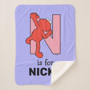 Elmo Alphabet N Pink Sherpa Blanket
