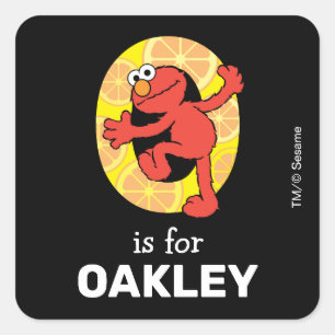 Elmo Alphabet O Orange Square Sticker