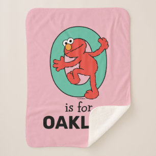 Elmo Alphabet   O Teal Sherpa Blanket