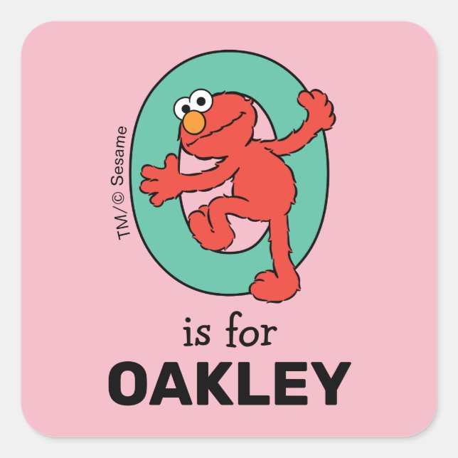 Elmo Alphabet | O Teal Square Sticker (Front)