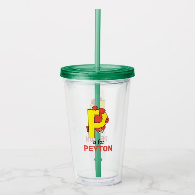 Elmo Alphabet | P Yellow Acrylic Tumbler (Front)