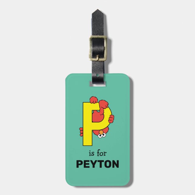 Elmo Alphabet | P Yellow Luggage Tag (Front Vertical)