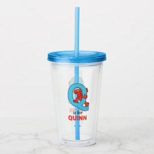 Elmo Alphabet Q Blue Acrylic Tumbler