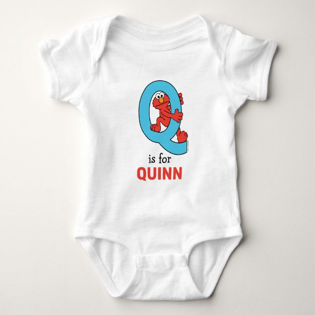 Elmo Alphabet | Q Blue Baby Bodysuit (Front)