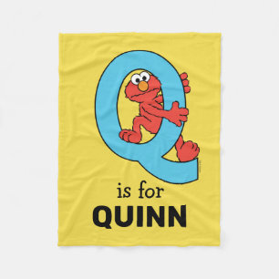 Elmo Alphabet   Q Blue Fleece Blanket