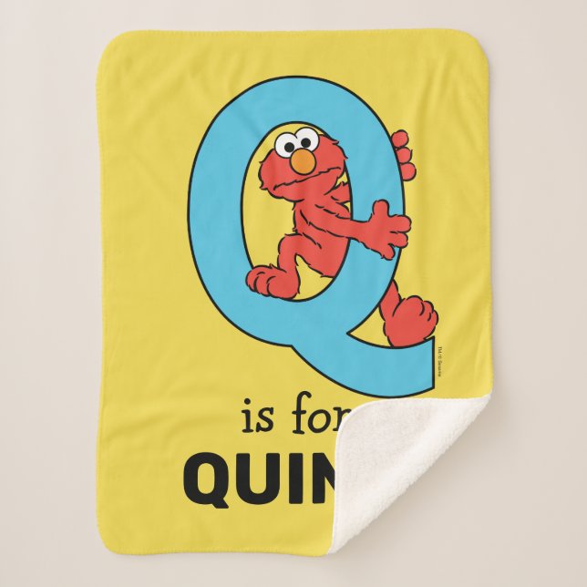 Elmo Alphabet | Q Blue Sherpa Blanket (Front)