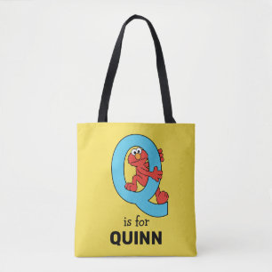 Elmo Alphabet   Q Blue Tote Bag