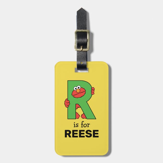 Elmo Alphabet | R Green Luggage Tag (Front Vertical)