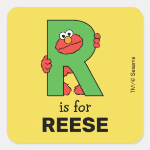 Elmo Alphabet R Green Square Sticker