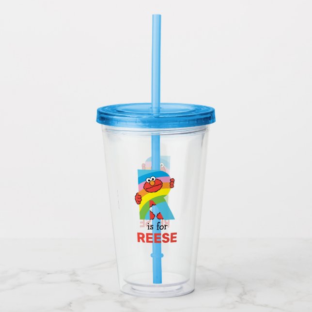 Elmo Alphabet | R Rainbow Acrylic Tumbler (Front)