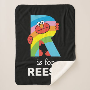 Elmo Alphabet   R Rainbow Sherpa Blanket