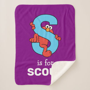 Elmo Alphabet   S Blue Sherpa Blanket