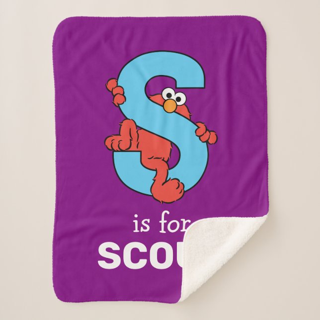 Elmo Alphabet | S Blue Sherpa Blanket (Front)
